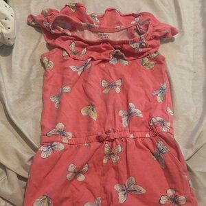 Carter's Coral Butterfly Print Romper
